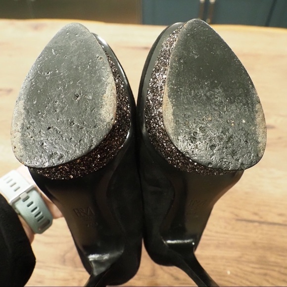 Pelle Moda 7.5 black suede glitter platform heels - Picture 9 of 16